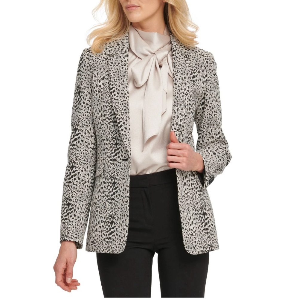 EUC Size 4 DKNY Blazer Leopard Print Tailored Fit Blazer Business Casual 050